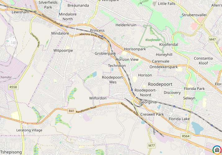 Map location of Roodepoort West